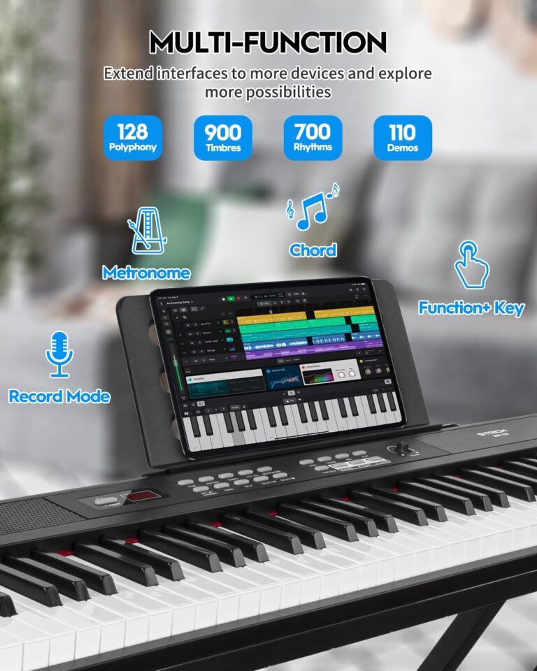 STRICH Digital Piano Keyboard with Stand - Full Size Electric Keyboard with Semi-Weighted 88 Keys, Sustain Pedal, Music Rest - 900 Sounds, 700 Rhythms, Portable Design for Beginners, Black, SEP-150 - Image 9