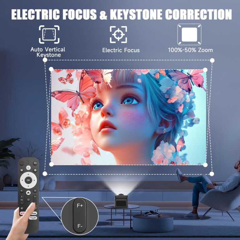 [Netflix Licensed] Ultra Short Throw Smart Projector, 1080P 4K Support, with Wifi6 and BT 5.4, Auto Offset Auto Correction, 700 ANSI , 1.5+32GB Memory for Home Theater/Outdoor Use HY450NTV - Image 6