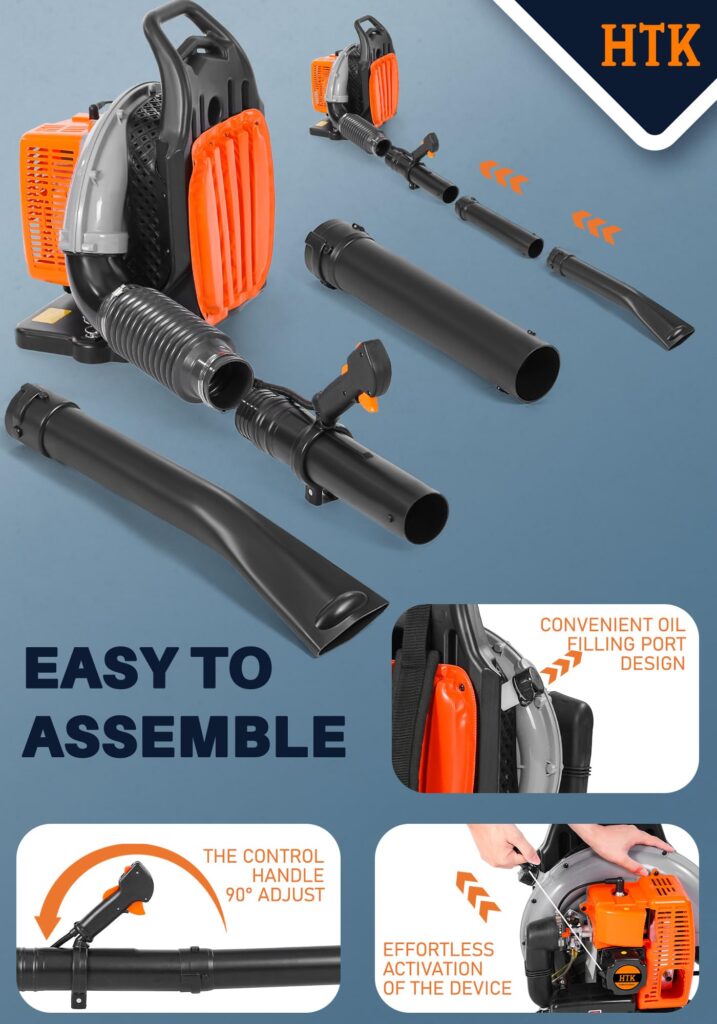 HTK 63 CC Gas Backpack Leaf Blower - 2-Stroke Engine, High-Velocity 665 CFM, Ergonomic Design, Low Vibration, and Cruise Control for Effortless Yard Mastery All Year Round - Image 5
