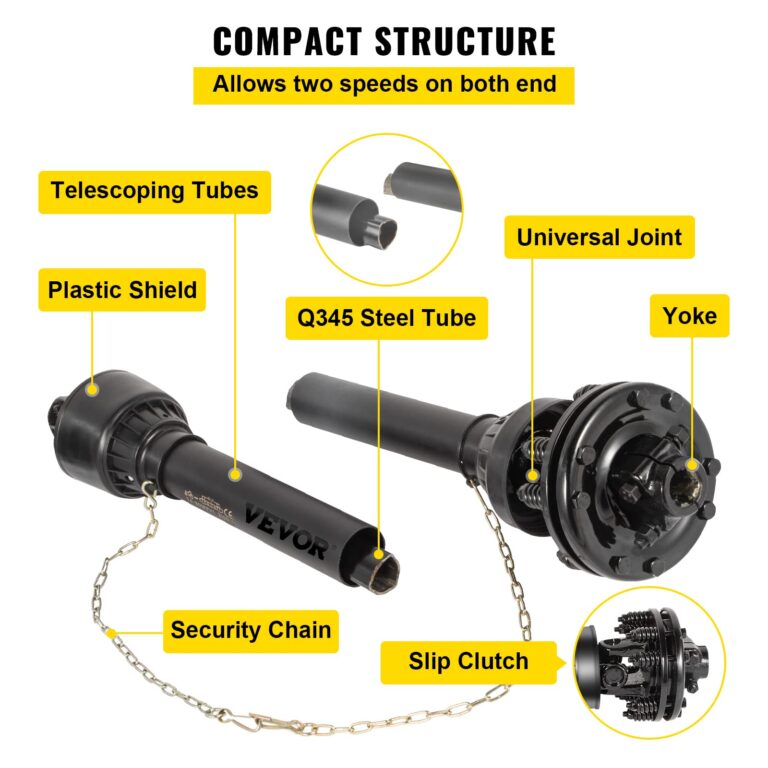 VEVOR PTO Shaft, 1-3/8" PTO Drive Shaft, 6 Spline Both Ends PTO Driveline Shaft, Series 5 Tractor PTO Shaft, 43"-57" Brush Hog PTO Shaft, Black PTO Shaft w/Slip Clutch for Bush Hog/Finish Mower - Image 6