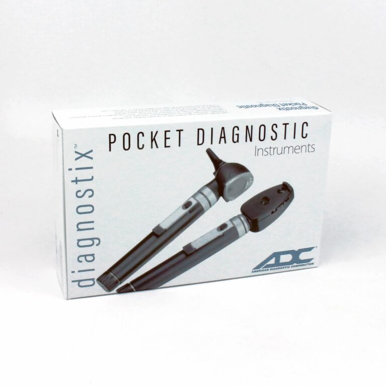 ADC Otoscope/Ophthalmoscope Diagnostic Set, Pocket Size, LED Lamp, 2.5V, Hard Case, Diagnostix 5110NLG, Gray - Image 2