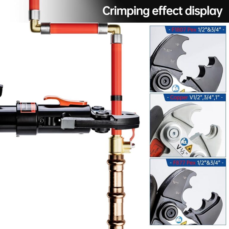 IBOSAD Hydraulic Copper Pipe Tube Fittings Crimping Tool with 1/2",3/4",1" for Copper Pipe and 1/2&3/4" F877 Stainless PEX Sleeve,1/2&3/4" for F1807 Pex Pipe Copper Ring - Image 6