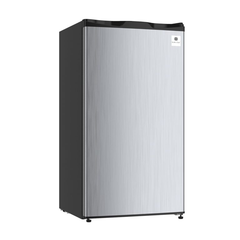 ARCTIC CHEF ACFR322 RCA Mini Refrigerator, Compact Freezer Compartment, Adjustable Thermostat Control, Reversible Door, Ideal Fridge for Dorm, Office, Apartment, Platinum Stainless, 3.2 Cubic Feet - Image 5