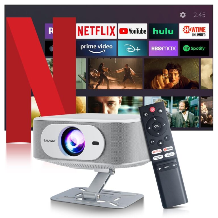 Netflix Licensed Projector with Wifi Bluetooth 4K, Auto Keystone/Electric Focus, Smart Android 13 NTV, 400 ANSI Lumen, 1080P Native Outdoor Movie Projector, Mini Portable, Built-in Apps (2025)