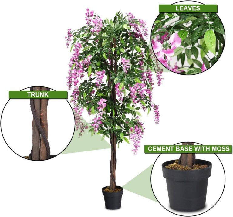 Goplus 6FT Ficus Artificial Tree, 2 Pack Fake Wisteria Tree in Nursery Pot, Greenery Faux Floor Plant, Tall Artificial Plants for Indoor Outdoor Bedroom Living Room Decor - Image 4