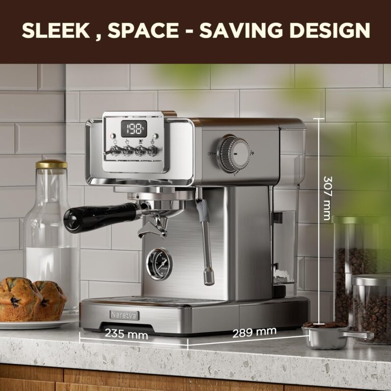 Neretva Espresso Coffee Machine with Pressure Gauge, 15Bar Instant Heating Espresso Machine Beginner-Friendly Espresso Maker Stainless Steel for Home Barista, Latte Machine, Cappuccino Machine - Image 2