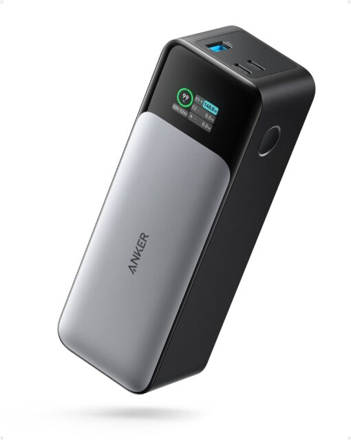 Anker 737 Power Bank, 24,000mAh 3-Port Laptop Portable Charger with 140W Fast Charging, Smart Display, for Outdoor Work, Compatible with iPhone 16/15/14 Series, Vision Pro, Samsung, MacBook, and More