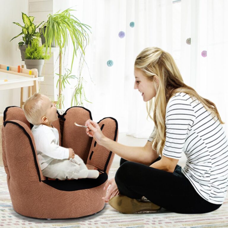 Costzon Kids Couch with Solid Wood Frame & Baseball Glove Design, Children Armchair for Play Room, Nursery, Kindergarten, Kids Room, Gift for Boys & Girls (Brown) - Image 9