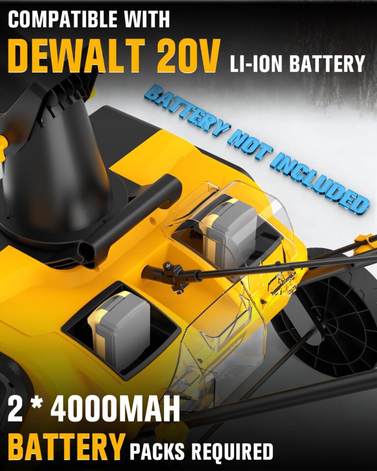 Houselife Cordless Snow Blower Compatible with Dewalt 20V Max Battery, 2 x 20V Snow Thrower with Brushless, 20" Electric Snow Blowers with 2 LED Lights (Tool Only, 2 * 4.0Ah Batteries Required) - Image 8