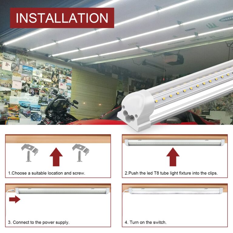 Kihung 8 Pack 8FT LED Shop Light, V Shape T8 LED Garage Light, 6000K Super Bright White, 9750LM, 75W, Linkable Shop Lights for Garage, Workshop, Basement, Clear Lens - Image 3