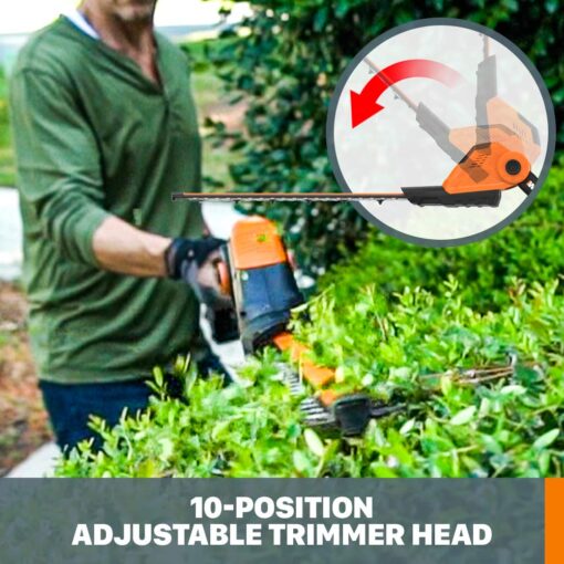 WORX 20V Power Share Cordless Hedge Trimmer & String Trimmer + Leaf Blower Bundle with Battery and Charger - Image 5