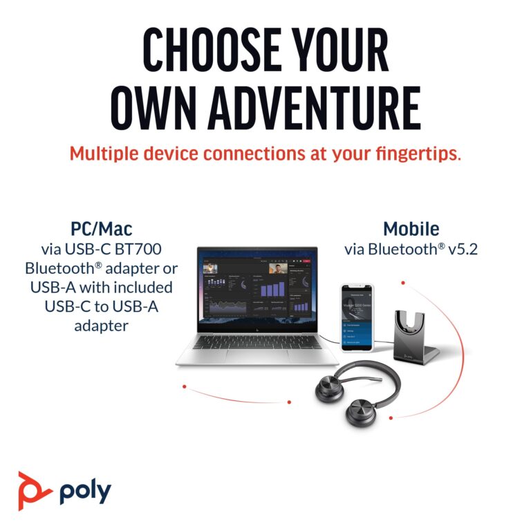 Poly Voyager 4320 UC Wireless Headset & Charge Stand (Plantronics) - Stereo Headphones w/Noise-Canceling Boom Mic - Connect PC/Mac/Mobile via Bluetooth-Works w/Teams (Certified), Zoom-Amazon Exclusive - Image 3