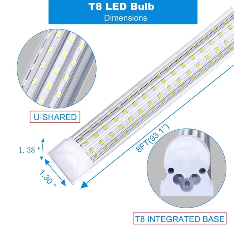 FTUBET (6-Pack), 8FT LED Shop Light, Super Bright 120W Shop Lights, 18800LM 5000K 8 Foot Led Lights, Linkable 96" Shop Lights Lighting for Garage with Plug, U Shape T8 8' Led Light Fixtures - Image 6