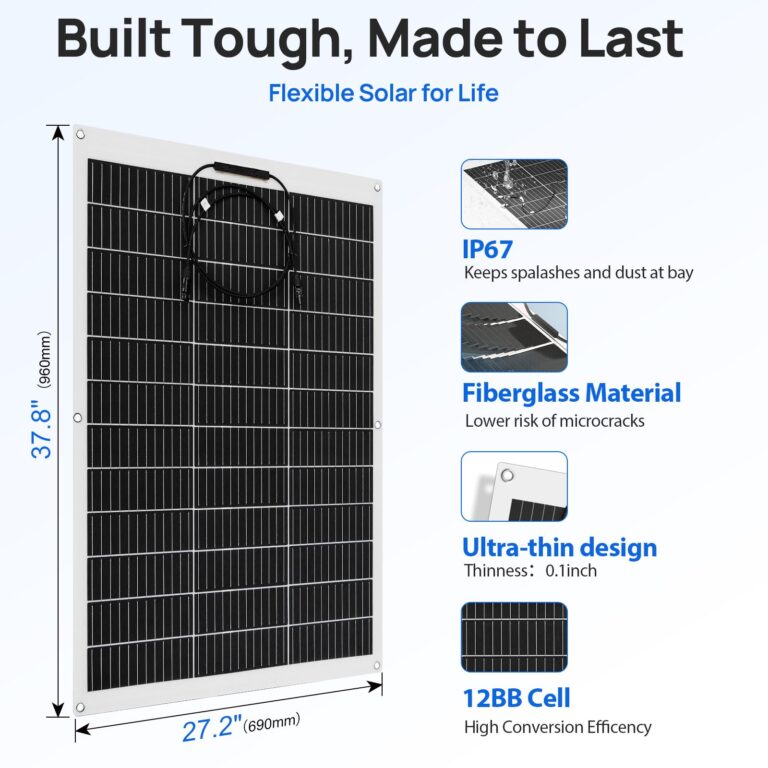 ECO-WORTHY 260Watt 12Volt Flexible Solar Panel Kit for Off Grid Home RV, Boat and Uneven Surfaces:2pcs 130W Mono Solar Panel + 30A 12V Charger Controller + Solar Cable + Tray Cable + Y Branch - Image 6