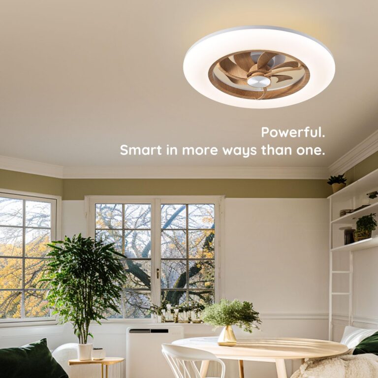 Orison Ceiling Fan with Light - Modern Flush Mount Enclosed Ceiling Fan 22.4" LED Dimmable Bladeless Ceiling Fans with Remote Control,Smart 3 Light Color and 6 speeds 7 Blades - Image 8