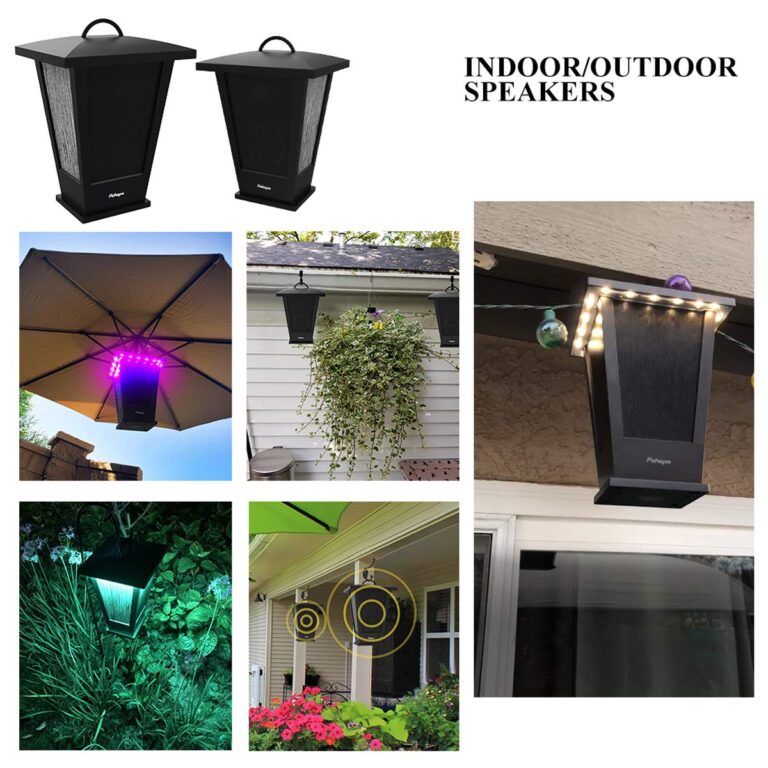 pohopa Bluetooth Speakers Waterproof, 2 Packs True Wireless Stereo Sound 20W Dual Pairing Lantern Indoor Outdoor with 20 Piece Responsive LED Color Lights, Richer Bass, Black - Image 6