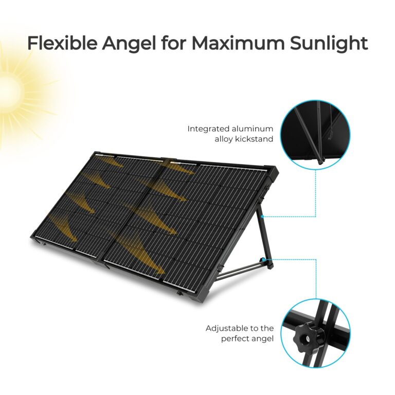 Renogy 100 Watt 12 Volt Portable Solar Panel with Waterproof 20A Charger Controller Foldable 100W Solar Suitcase with Adjustable Kickstand for Power Station, 100W Panel-20A Controller, Black - Image 7