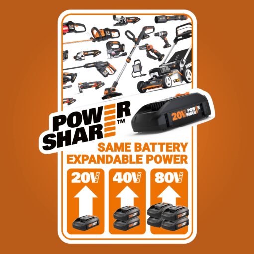 WORX 20V Power Share Cordless Hedge Trimmer & String Trimmer + Leaf Blower Bundle with Battery and Charger - Image 3