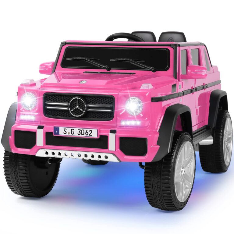 JOYLDIAS Ride On Cars, Licensed Mercedes-Benz Maybach G650S, 12V7AH Battery Powered Toy Electric Car for Kids with 2.4GHz Remote Control, 2 Motors, 3 Speeds, Lock, Music, Horn, LED Lights, Pink