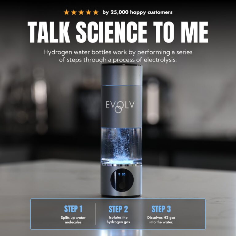 EVOLV Hydrogen Water Bottle Generator - SPE & PEM Water Ionizer 5.42PPM, Highest Concentrated Dose - 8oz Hydrogenated Water Bottle for Improved Energy & Inflammation Support - Convenient & Easy to Use - Image 7
