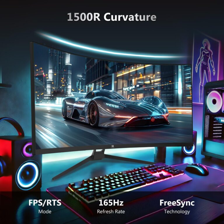 Z-Edge UG34 34" Ultrawide 2K Curved Gaming Monitor with 165Hz Refresh Rate, 21:9 Aspect Ratio, 1ms MPRT, 3440x1440 Resolution, 1500R Curvature, VA Panel, 178 Viewing Angles, AMD Freesync - Image 5