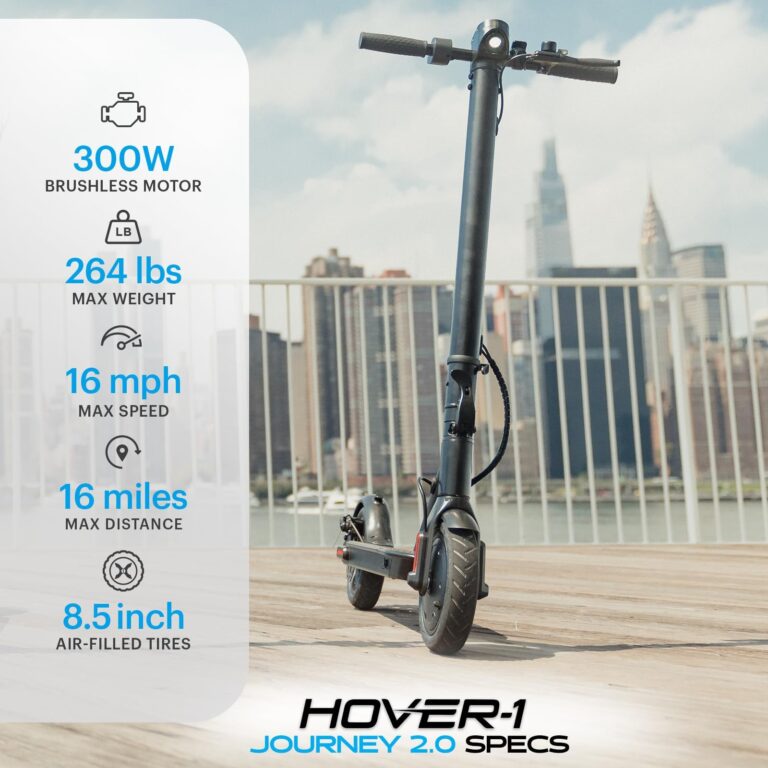 Hover-1 Journey 2.0 Foldable Electric Scooter for Adults with 300W Brushless Motor, 16 mph Max Speed, 8.5” Air-Filled Tires and 16 Mile Range Commuter Scooter for Adults and Teens. - Image 6