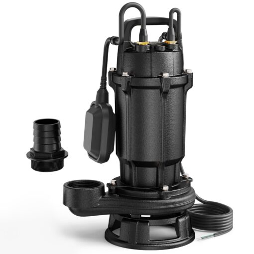 Aquastrong 1HP Cast Iron Sewage Grinder Pump, 220V 4200GPH Sewage Pump with Automatic Float Switch, 2'' NPT Discharge for Sump Basins/Residential Basements - Effluent & Sewage Handling