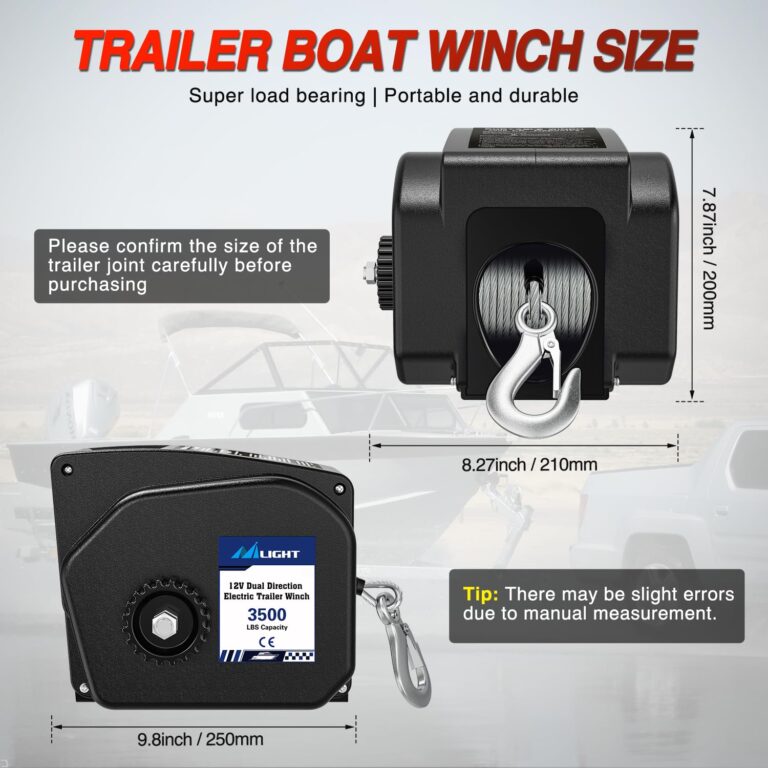Nilight Boat Trailer Winch 3500 lbs Portable Electric Boat Winches 12 V DC Marine Winch with Remote Control and Hand Crank Power-in Freewheel Operation Waterproof Reversible Winch for Boat Trailer - Image 9