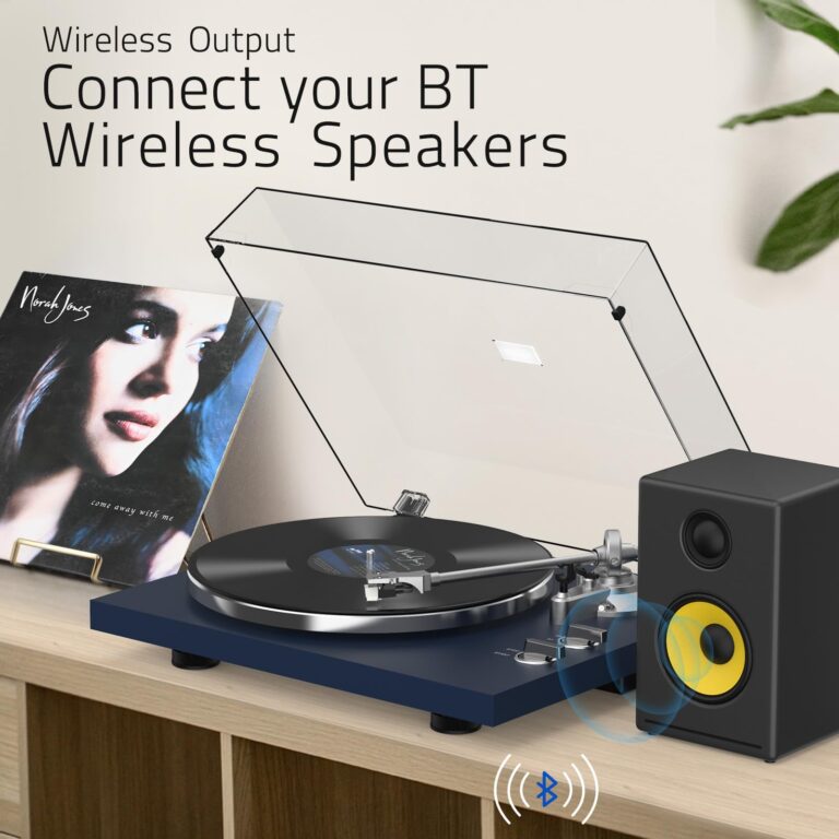 Turntables Belt-Drive Record Player with Wireless Output Connectivity Vinyl Player 33&45 RPM Speed Phono Line Output USB Digital to PC Recording ATN3600L MM Cartridge&Counterweight Dark Blue - Image 5
