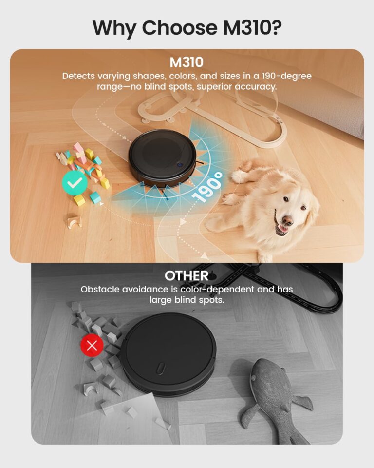 Lefant M310 Robot Vacuum Cleaner, 4500Pa Powerful Suction, PreciSense Obstacle Avoidance, Mini, Quite, 160 Mins Self-Charging Robotic Vacuums, App/Voice/Remote, Ideal for Pet Hair Hard Floors, Black - Image 6