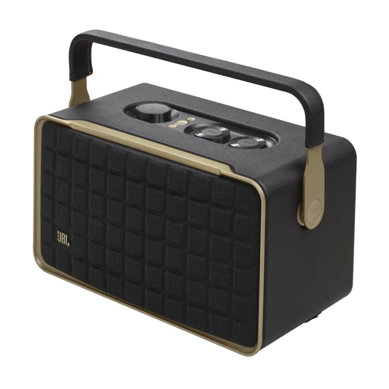 JBL Authentics 300 - Retro Style Wireless Bluetooth/WiFi Home Speaker, Built in Battery (4800mAh), Music Streaming Services via Built-in Wi-Fi, Built in Alexa and Google Assistant (Black/Gold)