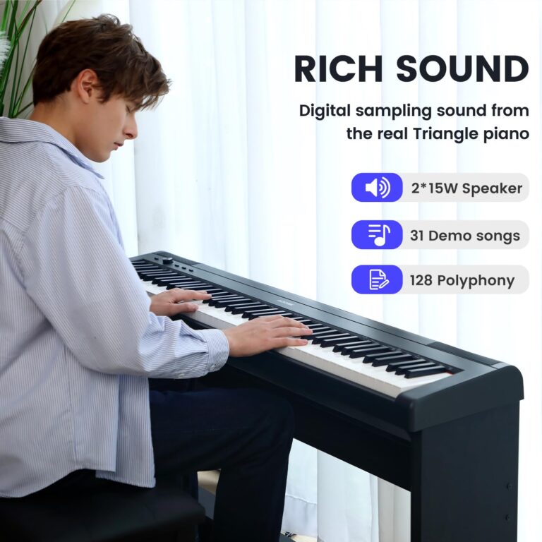 AODSK Digital Piano 88 Key keyboard Weighted Piano with Stable Wood Furniture stand Full Size Weighted Keyboard, with 3-Pedal Unit, 15W Stereo Speakers, MP3 Function, Black, Piano Lessons - Image 5