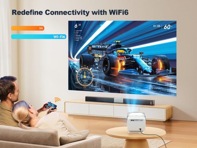 [Netflix Licensed/Dolby Audio] YABER V12 Projector with WiFi6 and Bluetooth 5.2, 700 ANSI 1080P Outdoor Movie Projector, 20W Speakers, Auto Focus & Keystone, Smart Home Theater Projector with Apps - Image 2
