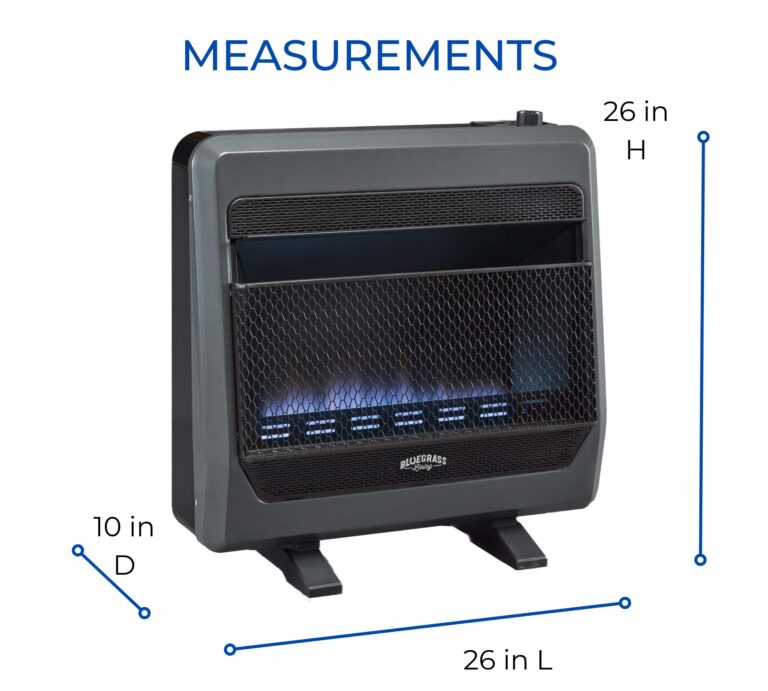 Bluegrass Living B30TPB-BB Ventless Propane Gas Blue Flame Space Heater with Thermostat Control, 30000 BTU, Heats Up to 1400 Sq. Ft., Includes Wall Mount, Base Feet, and Blower, Black - Image 5
