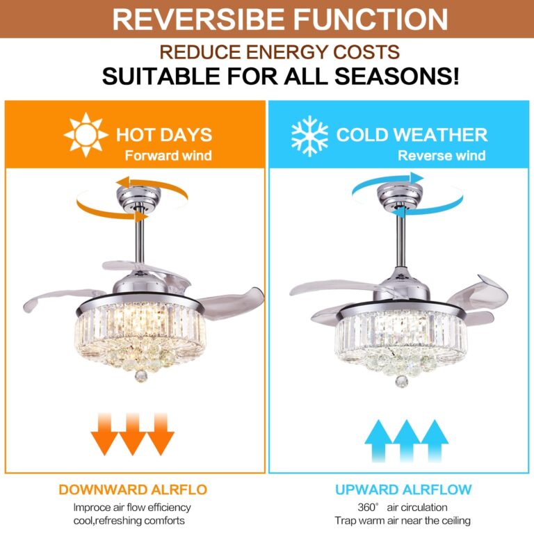 DuMaiWay Crystal Chandelier Fan - 36" Smart Ceiling Fan with Light and Remote Alexa WiFi Fandelier Retractable Dimmable for Bedroom Living Room Modern Silver - Image 2