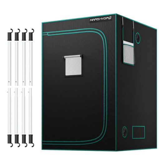 MARS HYDRO 4x4 Grow Tent (48"x48"x80") & Durable Side Support Pole Combo Kit, Indoor Plant Growing Set, Maximizes Plant Yield in Hydroponics or Indoor Gardening