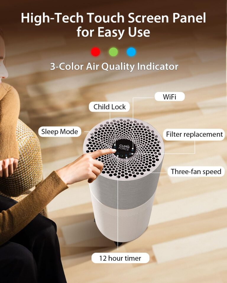 CleanForce Air Purifiers for Home Large Room Up to 2550 ft², H13 HEPA Air Cleaner Works with Alexa for Dust, Allergens, Pollen, Pet Hair Dander, Odors, CERTIFIED asthma & allergy friendly, Rainbow - Image 3