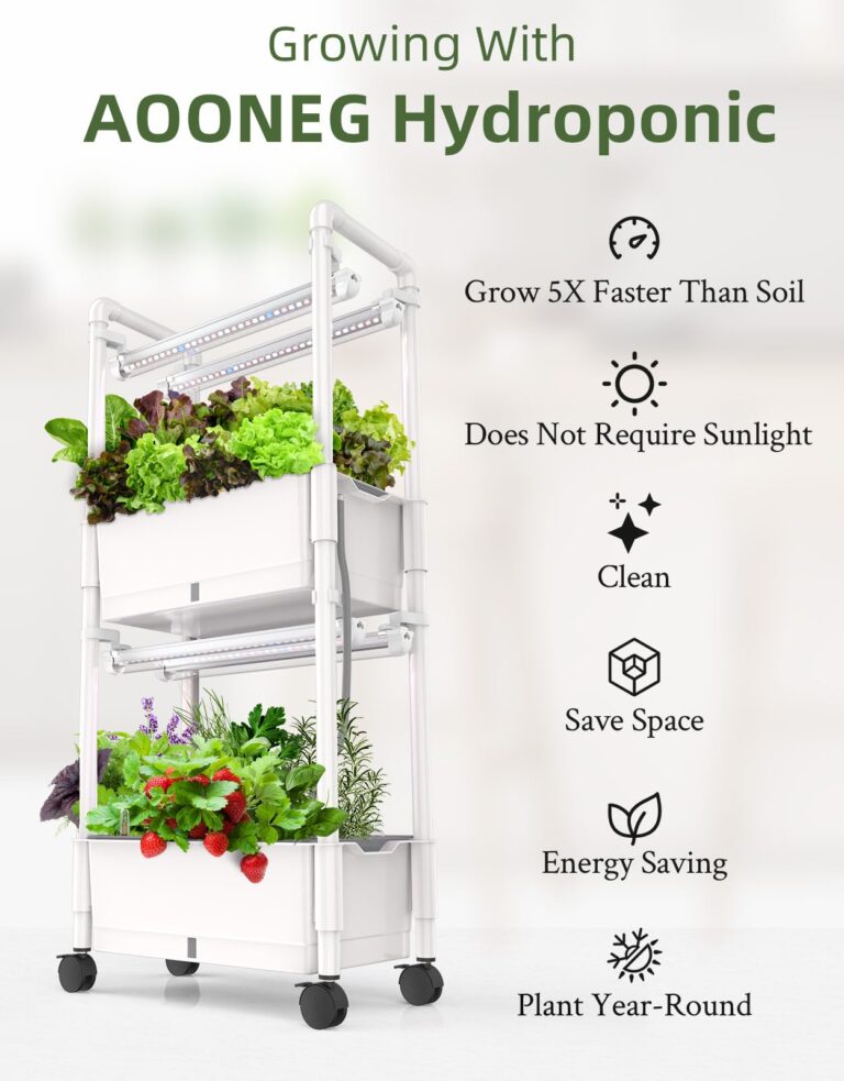 Hydroponics Growing System,AOONEG 28 Pods Indoor Herb Garden with LED Grow Light,Hydroponics Growing System Kit with Automatic Timer,Pump System,Adjustable Height（No Seed） (White, 28 Pods) - Image 4