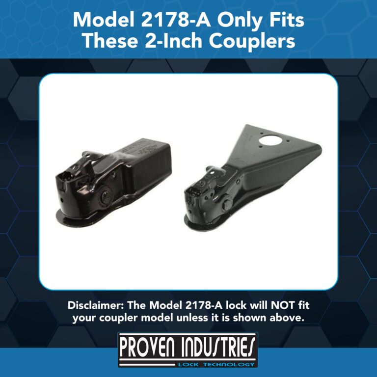 Proven Industries Model 2178-A Trailer Lock, Fits 2-Inch Yoke-Latch Trailer Couplers, Secures Safety Chains, Made in The USA, (Blue) - Image 8