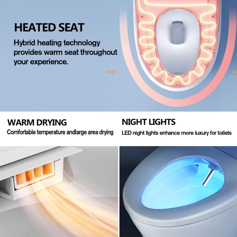 WLJBIDET Upgrade Smart Bidet Toilet Seat Elongated, Electronic Heated Bidet with Adjustable Warm Air Dryer, Unlimited Warm Water, Night Light, Slow Close Seat & Lid, Remote Control - Image 7