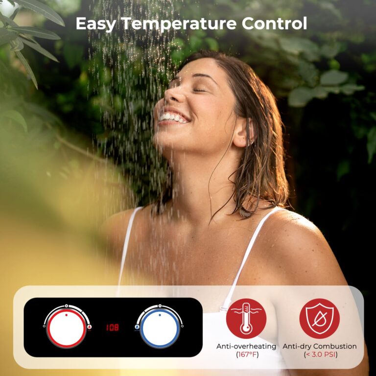 CAMPLUX Portable Tankless Water Heater, 1.58 GPM Portable Water Heater with Handle, Propane Gas Water Heater 41,000 BTU, Camping Water Heater for Outdoor, Camping, Cabin, BD158 - Image 3