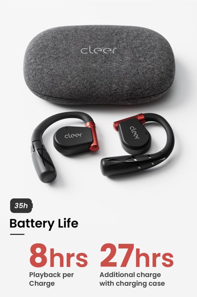 Cleer ARC II Sport Open Ear Headphones, True Wireless Ear Buds with Dual Mic, Sweat Resistant, Multi-Point Connect, 35 Hrs Playtime, Secure Fit, Bluetooth 5.3 Earbuds with Ear Hooks, Preset EQ, Black - Image 5