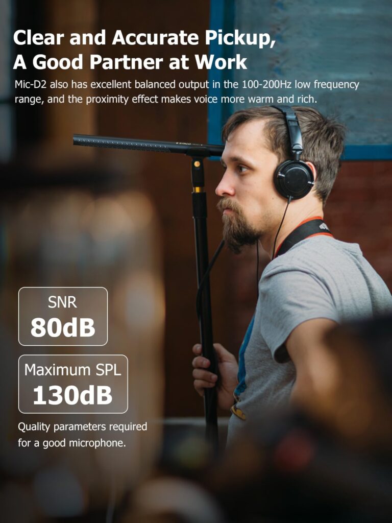 SYNCO XLR Shotgun Microphone, Shotgun Mic D2 Hyper Cardioid Directional Condenser Mic with XLR Connector, Video/Audio Recording for Camcorders, Shotgun-Microphone-XLR-Condenser-Mic - Image 7