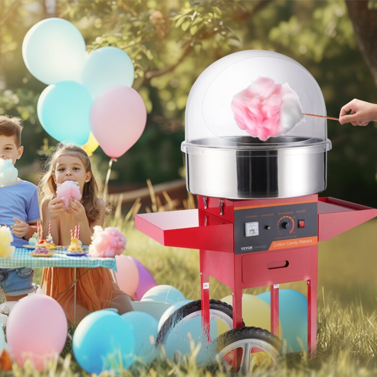 VEVOR Electric Cotton Candy Machine Cart with Cover, Commercial Floss Maker w/Stainless Steel Bowl, Sugar Scoop and Drawer, Perfect for Home, Carnival, Kids Birthday, Family Party, Red - Image 3