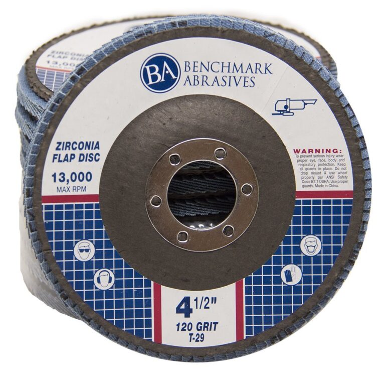 Benchmark Abrasives 4.5" x 7/8" Premium Zirconia T29 Curved Flap Discs 4 1/2 for Angle Grinder, Sanding Discs, Finishing, Rust, Stock Removal- Grinding Wheels 4 1/2 Inch (100 Pack) - 120 Grit