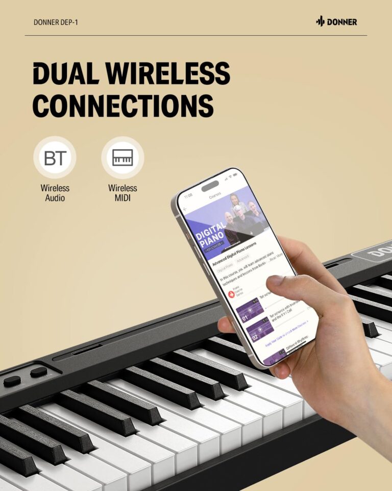 Donner DEP-1 Piano Keyboard 88 Keys, Beginner Digital Keyboard Piano Velocity-Sensitive Keys, Portable Electric Piano with Sustain Pedal, Carrying Case and Keyboard Stickers - Image 5