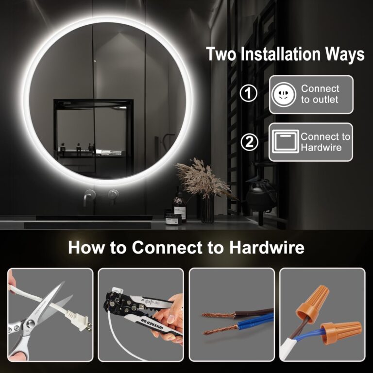S·BAGNO 36’’ Round Led Bathroom Mirror with Lights, Backlit and Front Lighted, Anti-Fog Wall-Mounted Vanity Mirror 3000K/4000K/6500K, Dimmable Inside Bluetooth Speaker Smart Mirror - Image 4