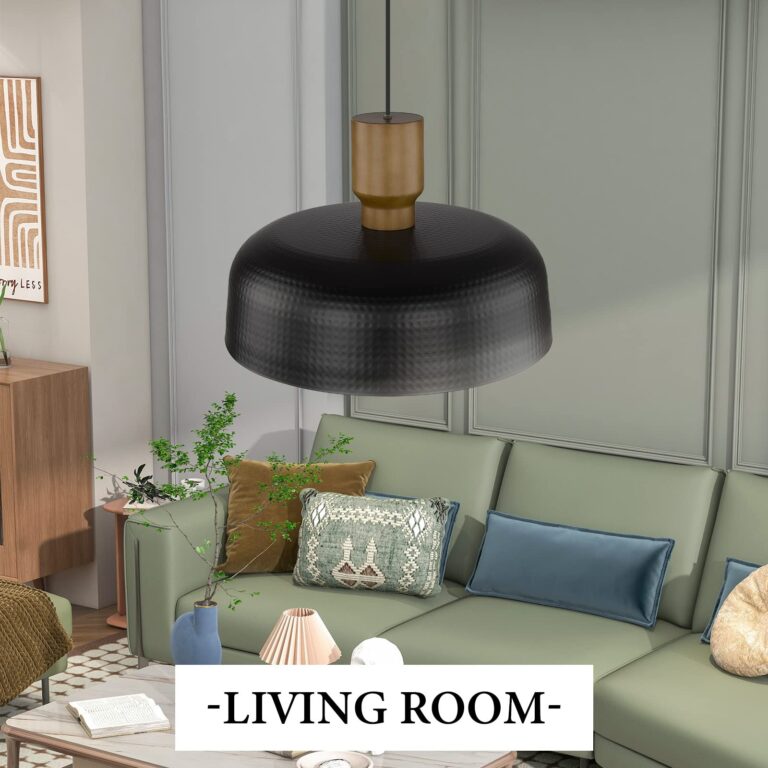 Darkaway Large Industrial Pendant Light Fixtures with Hammered Metal Shade, 2Pack Black 18.1inch Oversized Pendant Lighting for Kitchen Island Hanging Lamp Adjustable Height - Image 2
