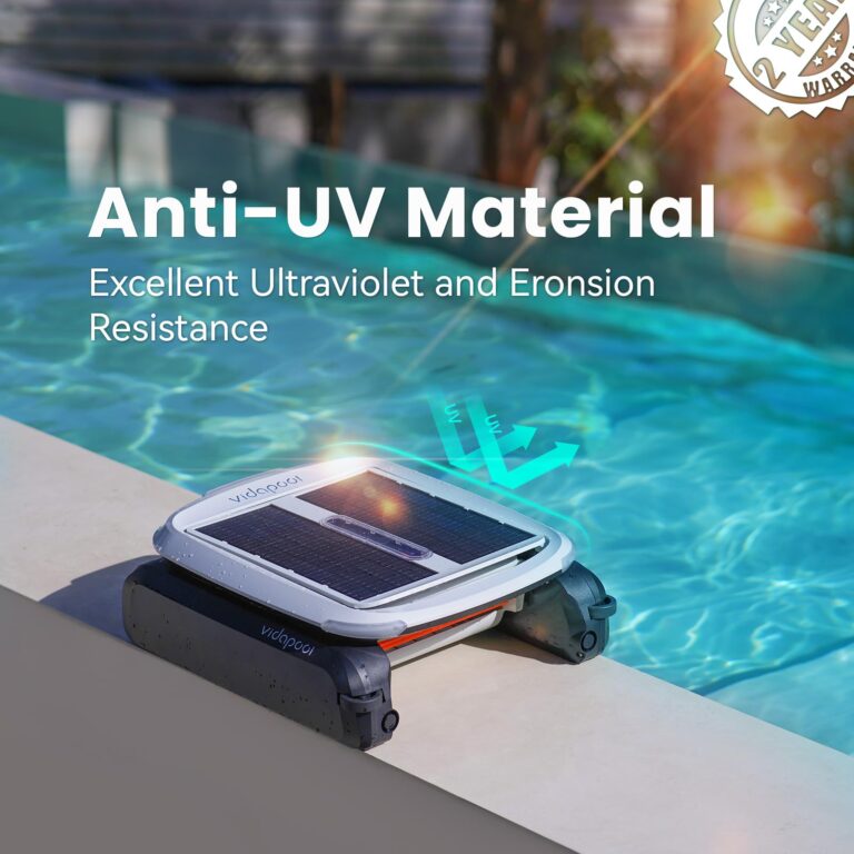 Vidapool Solar Powered Automatic Robotic Pool Skimmer Cleaner,Solar Pool Surface Cleaner Dual Mode with Obstacle Avoidance Daytime ＆ Overnight Continuous Cleaning Ideal for All Swimming Pool-White - Image 5
