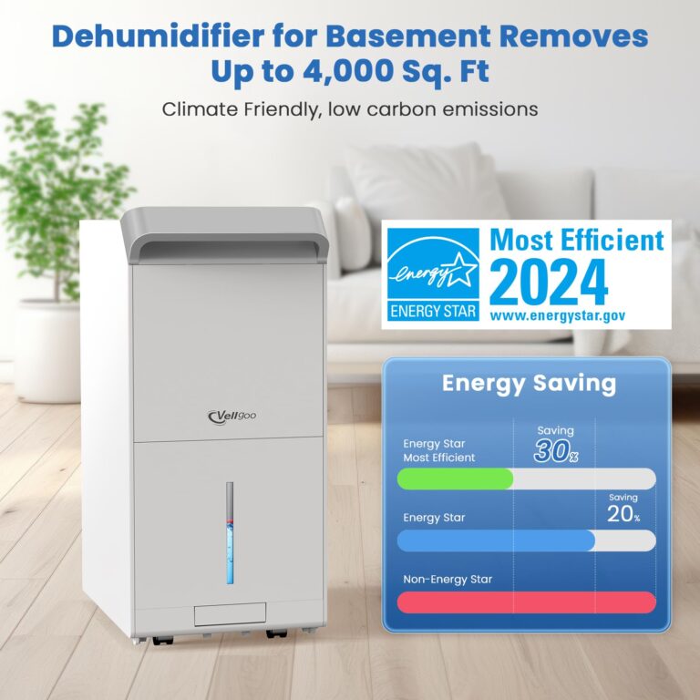 Vellgoo 4,000 Sq.Ft Most Efficient Energy Star 2024 dehumidifier for Basement, 50 Pint 2024 DOE Dehumidifiers for Home Large Room, Intelligent Humidity Control - Image 5